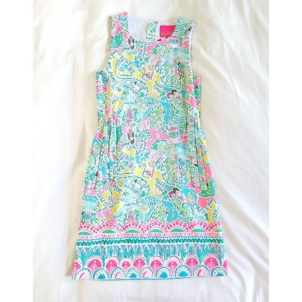 Lilly Pulitzer Marli Stretch Shift Dress Pop Up In The Beginning Women's Size 00
